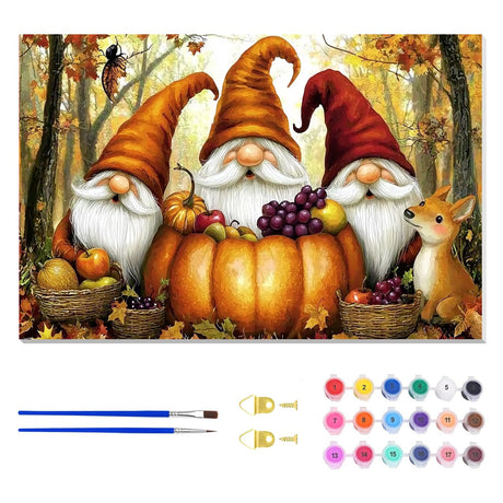 ZENDIYO Fall Gnomes Paint by Numbers Kits for Adults Beginner on Canvas with Wooden Framed, Easy Adult Paint by Number Kits, DIY Acrylic Color Painting by Number for Home Decor Gift 8x12 Inch ZENDIYO
