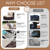 NICESOUL 15 Piece Outdoor Sectional with Fire Pit Table, Modern Luxury Patio Deep Seating w/Firepit, 29.3'' High-Back Wicker Couch Thick, Big High-Weight Capacity Sofa for Garden, Yard, Brown & Beige NICESOUL