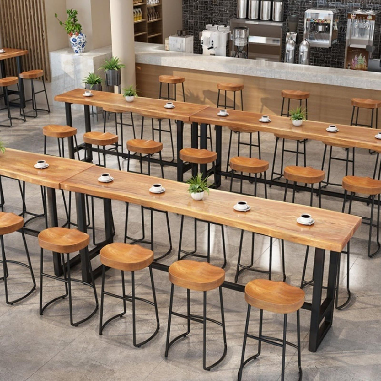 Solid Wood Industrial Bar Counter Table with Live Edge Design – 140cm Rustic Height Pub Table ORNDYDM