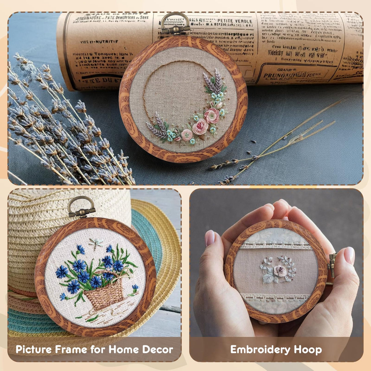 Wooden Embroidery Hoops Set (4Inch) - Display Frame for Cross Stitch, Hand Sewing & Wall Decor - 15 Pack Craft Hoop Rings Zuaooz