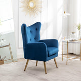 Roundhill Furniture Sovarol Velvet Button-Tufted Wing Back Accent Chair, Blue Roundhill Furniture
