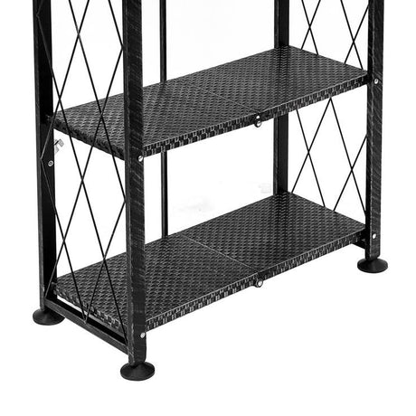 Origami 6 Tier Classic Stamped Metal Storage Shelves for Books, Decor, Vinyl Records, and Garage Organization and Storage, Black Origami