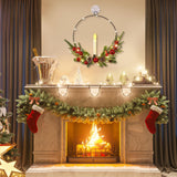 Dolicer 2 Pcs Christmas Wreaths for Front Door Window 12In Christmas Wreaths with LED Lighted Taper Candles and Remote Control Berries and Pine Cones Wreaths for Holiday Christmas Party Decoration Dolicer