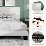 SHA CERLIN King Platform Bed Frame with Velvet Upholstered Headboard, Mattress Foundation with Strong Wooden Slats Support, No Box Spring Needed, White SHA CERLIN