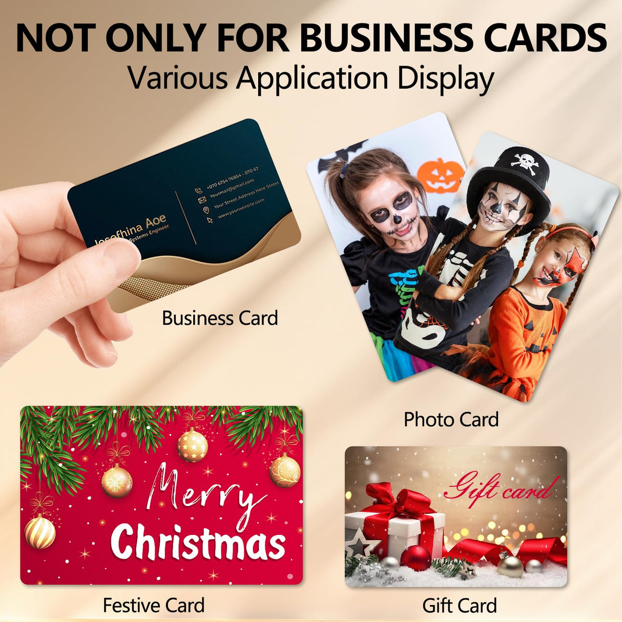 50PCS Sublimation Business Cards,3.34 x 2.12 x 0.014 Inch Blank Sublimation Card，PET Plastic Double sided Sublimation Business Cards for Color UV Print (0.35mm) (50) Cevhzoe