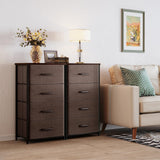 ODK Dresser for Bedroom with 4 Storage Drawers, Small Dresser Chest of Drawers Fabric Dresser with Sturdy Steel Frame, Dresser for Closet with Wood Top, Brown ODK