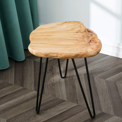 GREENAGE Cedar Roots Naturally Shaped Small Stool Side Table 12" x 13.5" x 17.4" in Height Natural Wood Live Edge End Table for Living Room Home Decor Wooden Plant Stand - WoodArtSupply