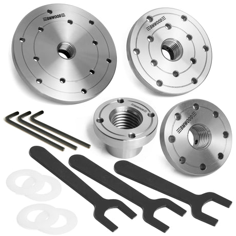 BMWOOD 1”X8TPI Face Plate Set, Includes four pcs: 2" 3" 4" 6" with Thread 1”X8TPI, With Four Nylon Washers for Woodturning lathe, Woodworking tools. BMWOOD