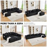 Oversized Cloud Boneless Couch with Chaise, Modern Modular Sofa with Deep Seat, Various Combinations Upholstered Couches with Storage, No Assembly Required-Black ZEIINPA