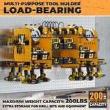 WIWIDRM Upgrade Large Power Tool Organizer Wall Mount with Charging Station Tool Storage Rack with 6.5FT Power Strip 10 Drill Holder and Storage Rack for Garage Organization WIWIDRM