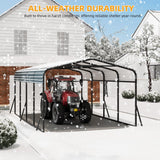 12' x 20' Heavy Duty Metal Carport with Galvanized Steel Roof, Metal Roof Carport with Enhanced Base, Tall Metal Carport Kits Garage for Tractors, Pickup, Boat, Car LuyFuitre