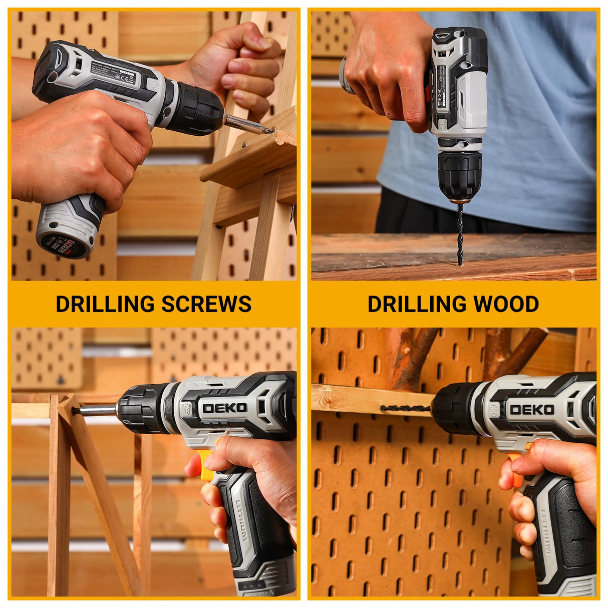 Cordless Drill: DEKO PRO 12V Power Battery Drill Set with Small Electric Drills and 3/8-inch Keyless Chuck with Portable Tool Set Gift Box DEKOPRO