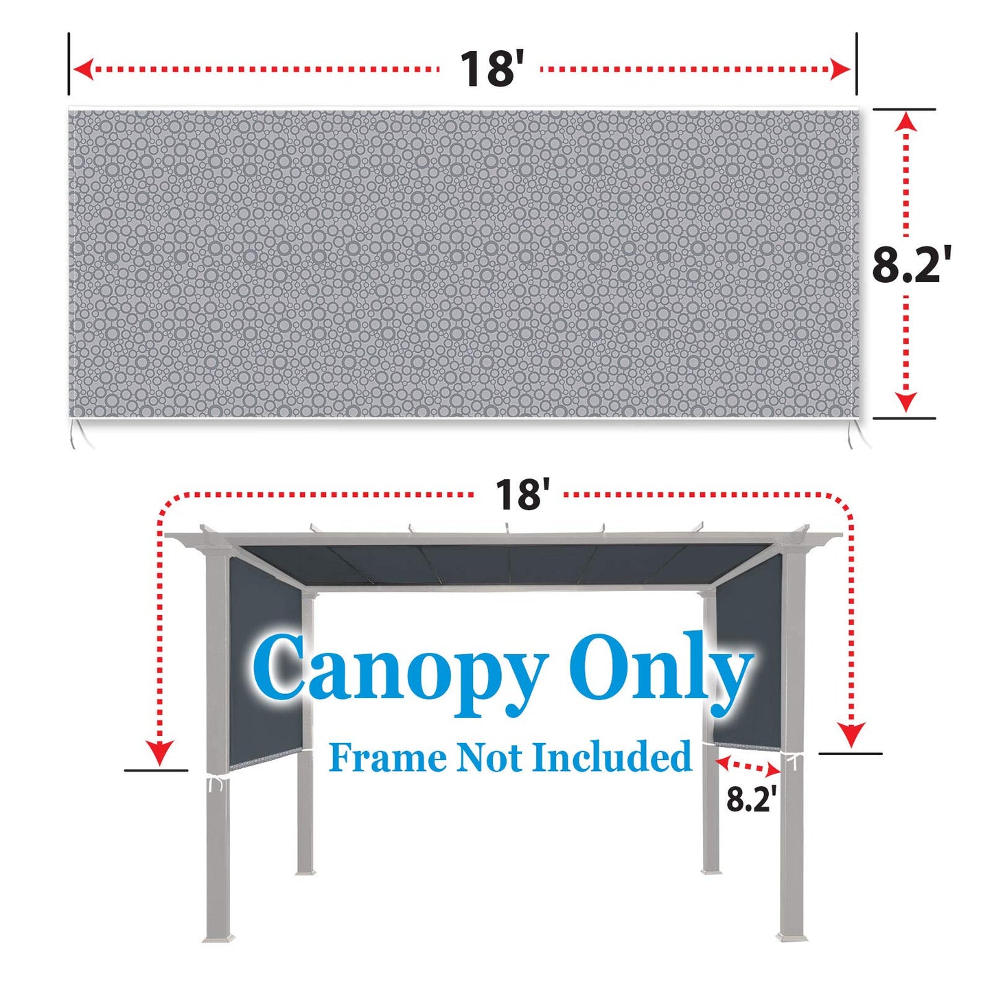 BenefitUSA 18' x 8.2' Universal Replacement Canopy Top Cover for Pergola Structure (Circle Pattern)