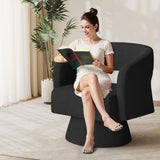 Nebuaegis Swivel Accent Chair Set of 2, Modern Comfy Teddy Barrel Chairs, Oversized Upholstered Round Arm Chair for Living Room, Bedroom, Reading Room, Black Nebuaegis