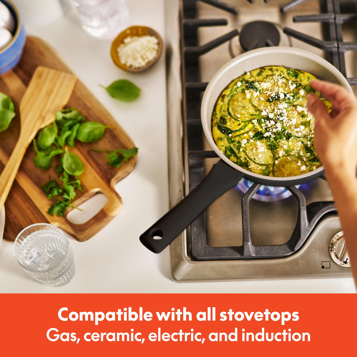 bella 7 Piece Cookware Set with EverGood™ Ceramic Nonstick Coating, Dishwasher Safe Oven Safe, All Stovetops Compatible, Glass Lids with Silicone Rims, Cool Touch Handles, Black BELLA