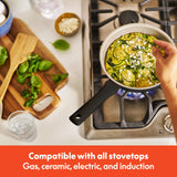 bella 7 Piece Cookware Set with EverGood™ Ceramic Nonstick Coating, Dishwasher Safe Oven Safe, All Stovetops Compatible, Glass Lids with Silicone Rims, Cool Touch Handles, Black BELLA