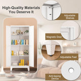 pozdeg White Metal Storage Cabinet, 47.25" H Steel Kitchen Pantry Cabinet with 2 Doors and 3 Adjustable Shelves, Versatile Sideboard Buffet Cabient for Home Office Warehouse Garage or Outdoor pozdeg