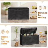 Greesum 100 Gallon Resin Deck Box Large Outdoor Storage Boxes with Cushions for Garden Tools, Patio Furniture Pillows, Pool Supplies, Black Greesum