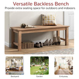 Stoog Teak Two-Person Outdoor Backless Bench with 800 lbs Capacity and All-Weather Durability Stoog