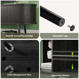 Mid Century Modern TV Stand for 75/65/55 inch TV, Farmhouse TV Stand with Charging Station, Fluted Entertainment Center with Storage and Sliding Doors, TV and Media Consol for Living Room, Black, 69" Syvella