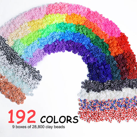 Redtwo 30000 Pcs Clay Beads Bracelet Making Kit, 9 Boxes 192 Colors Friendship Bracelet Kit Flat Polymer Heishi Beads for Jewelry Making, Crafts Gift for Girls Ages 6-12 Redtwo