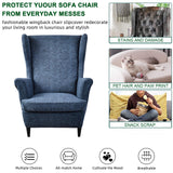 CRFATOP Printed Wing Chair Slipcovers 2 Piece Stretch Wingback Chair Cover Spandex Fabric Wingback Armchair Covers with Elastic Bottom for Living Room Bedroom Wingback Chair,A02 CRFATOP