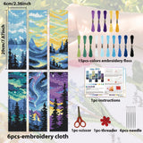 ACRNIGHEET 6PCS Cross Stitch Bookmark Kit for Adult Beginners Landscape Cross Stitch Kits DIY Crossstitch Kits Adult Stamped Bookmark Embroidery Bookmarks Kit with Instructions 8''x2.4'' 11CT ACRNIGHEET