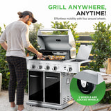 NutriChef Heavy-Duty 5-Burner Propane Gas Grill - Stainless Steel Grill, 4 Main Burner with 1 side burner, 52,000 BTU Grilling Capacity, Electronic Ignition System, Built-in Thermometer - NCGRIL2 NutriChef