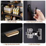 LYNCOHOME 71 Inch Fluted Arched Cabinet with Doors, Tall Storage Cabinet, Oak Wood Finish, Adjustable Shelves, Arched Bookcase for Dining Room,Kitchen（Black） LYNCOHOME