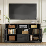 ChooChoo 2-Piece Living Room Table Set - Includes TV Stand with Storage for 75" TV, Lift-top Coffee Table with Storage and Hidden Compartment, Black & Espresso ChooChoo