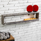 MyGift Wall Mounted Torched Wood Table Tennis Rack for Ping Pong Paddles and Balls Storage Shelf MyGift