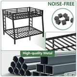 CAPCAEK Heavy Duty Metal Bunk Bed Full XL Over Queen Bunk Bed Frame for Adults, Bunkbeds with 2 Ladder, Noise Free Frames，No Boxing Spring Needed (Under-Bed Clearance 10", Full XL Over Queen Bunk) CAPCAEK