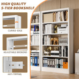 Metal White Bookshelf, 71"H Tall Bookcase with Adjustable Storage Shelves, 5-Tier Heavy Duty Book Shelf, Modern Open Large Book Case for Library, Living Room, Office, including Book Stopper (White) Dyoung