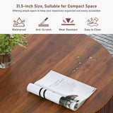 31.5" Round Coffee Table with Storage, Mid Century Modern Coffee Tables with Fluted Base, Wooden Circle Accent Center Table for Living Room Small Space Apartment Office (Walnut) LEVNARY