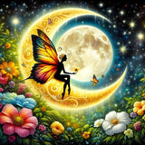 GDYEEH DIY 5D Butterfly Fairy Diamond Art Kits, Round Full Drill Sparkling Moon Diamond Painting Picture, Dreamland Diamond Painting Art Kits Craft for Adults Beginners, Home Wall Decor 12x12 inch GDYEEH