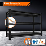 Huhaneon Heavy Duty Garage Shelves - 48''W 1,650Lbs Metal Adjustable Storage Shelving Rack Units for Warehouse Kitchen Pantry Basement 3 Tier Black 47.2" W x 15.7" D x 36" H Huhaneon