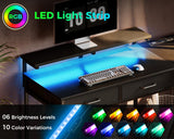 Coleshome 48 Inch L Shaped Gaming Desk with 2 Drawers & Storage Shelves, Computer Desk with USB Ports, Study Writing Table for Bedroom, Simple Modern Laptop Desk for Home Office, Black Coleshome