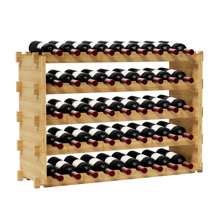 Finnhomy Wine Rack 45-Bottle 5-Tier Natural Bamboo Display Wine Storage Shelves Stackable Wine Bottle Holder Finnhomy