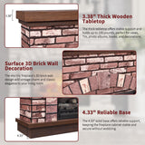 IFGET 42" Electric Fireplace with Mantel, Farmhouse Fireplace TV Stand w/23'' Freestanding Electric Fireplace Heater, Remote Control, Adjustable 3D Realistic Flame Level for Living Room, Light Brown IFGET