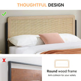GAOMON Heavy-Duty Metal Queen Bed Frame with Natural Rattan Headboard and Under-Bed Storage GAOMON