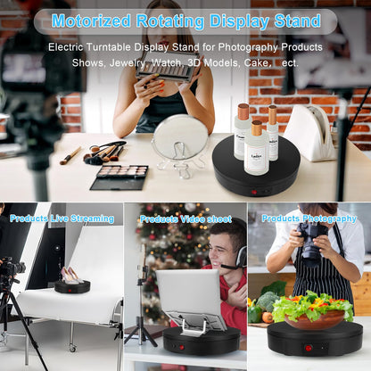 Remote Control Motorized Rotating Display Stand, 300 Lbs Load, 360 Degree, Mute Automatic Rotating Platform for Photography Products, Live Video Show, Angle Speed, Wired, Rotating Stand for Display