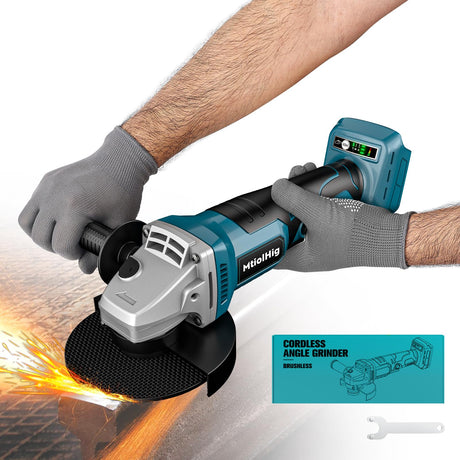 Cordless Angle Grinder for Makita 18v Battery: 8500RPM Brushless Grinder Tool- 5/8''-11 Spindle Small Angle Grinder for 4-1/2'' Wheels, 3 Variable Speed Settings for Cutting, Grinding, Bare Tool MtiolHig