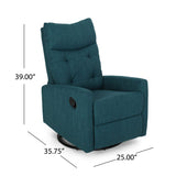 Christopher Knight Home Ishtar Glider Swivel Push Back Nursery Recliner, Teal, Black 35.75D x 25W x 39H in Christopher Knight Home