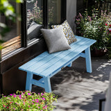 VINGLI 47” Outdoor HDPE Bench, Weatherproof Garden Bench w/Metal Legs, Poly Lumber Porch Benches, 660 LBS Capacity Outdoor Backless Patio Benches for Entryway Deck (Blue) VINGLI