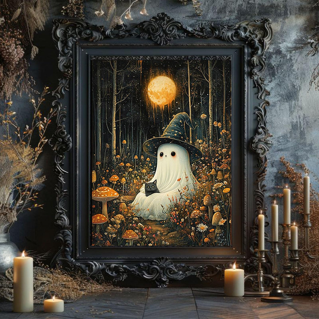 xackcme Spooky Paint by Numbers for Adults, Halloween Paint by Number on Canvas Without Frame, DIY Ghost Oil Painting for Gift Home Wall Decor (16x20 inch) xackcme