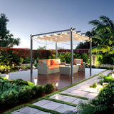 VINGLI 10’x 10' Outdoor Pergola Aluminum Retractable Pergola Canopy with Adjustable Roof, Patio Pergola for Deck, Porch, Garden, Yard (Khaki) VINGLI