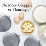 Aunt Shannon's Kitchen 8 Inch Round Cake Pans, 3 Pack, Silver Cake Pan with a Built-in Swivel Blade, Easy Release Cake Pans Set for Baking, Baking Pans Set for 3-Layer Cake, Dishwasher Safe Aunt Shannon's Kitchen