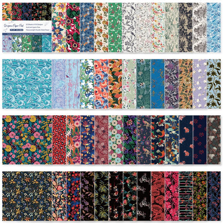 Origami Paper Kit 50 Sheets 6 Inch Square Double Sided Color 50 Vivid Japanese Washi Chiyo Colors for Hand Crafts Origami Paper Arts Creativity Flowers qianshan