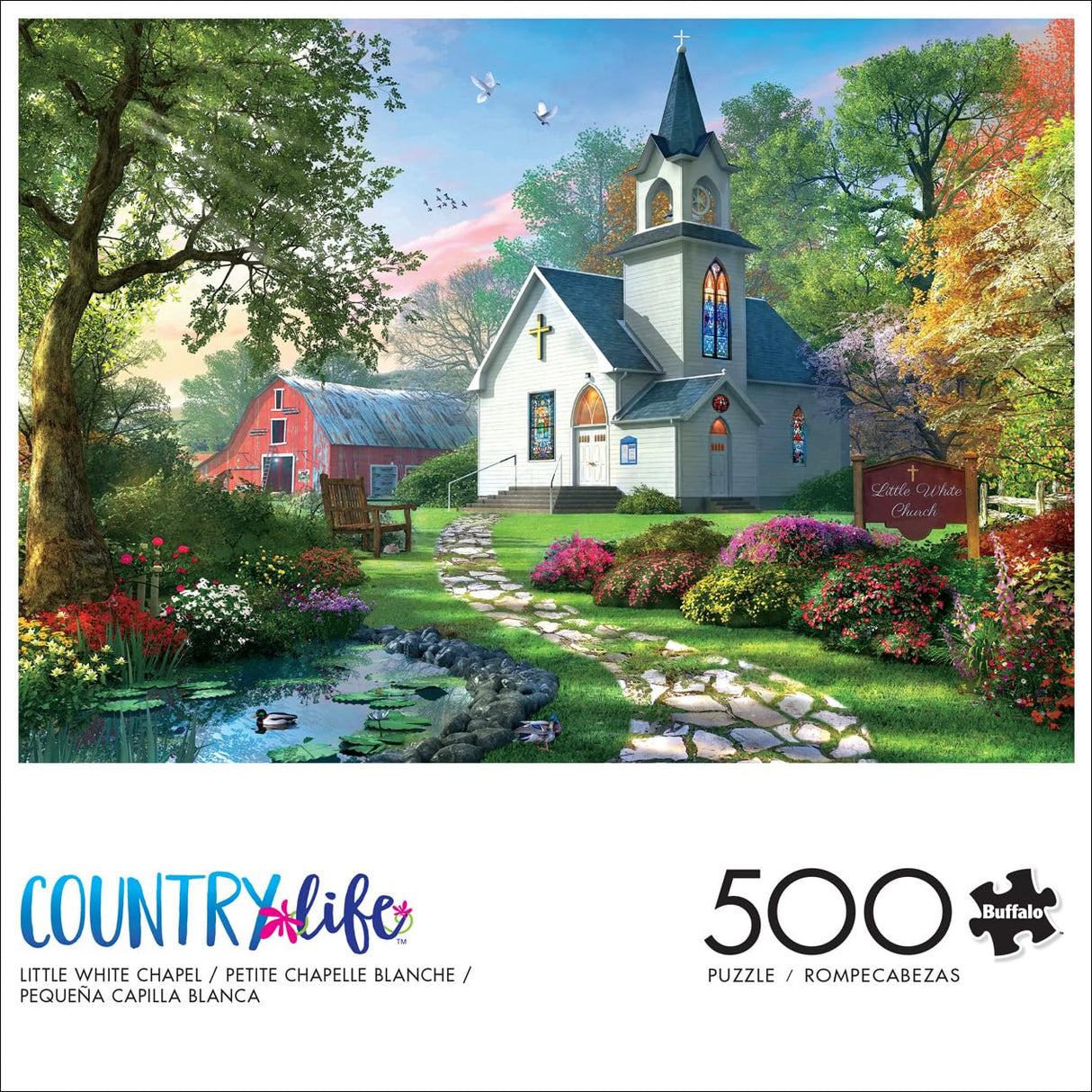 Buffalo Games - Dominic Davison - Little White Chapel - 500 Piece Jigsaw Puzzle for Adults -Challenging Puzzle Perfect for Game Nights - Finished Size is 21.25 x 15.00 Buffalo Games