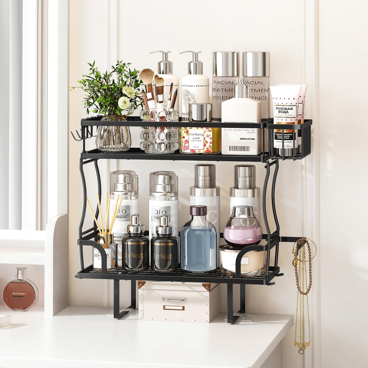 Kitstorack 2-Tier Over Toilet Storage, Easy to Install without Drilling or Screwing, Suitable for Bathroom Organizers and Storage, Over the Toilet Shelf as Space Savers Kitstorack